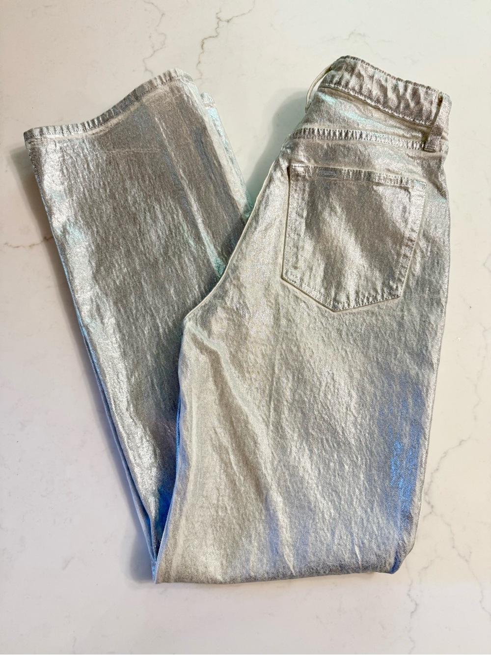 Abercrombie & Fitch Metallic Silver Skinny Jeans